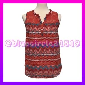 Absolutely Famous Sleeveless Top Lace and Chevron Aztec Print Size Small